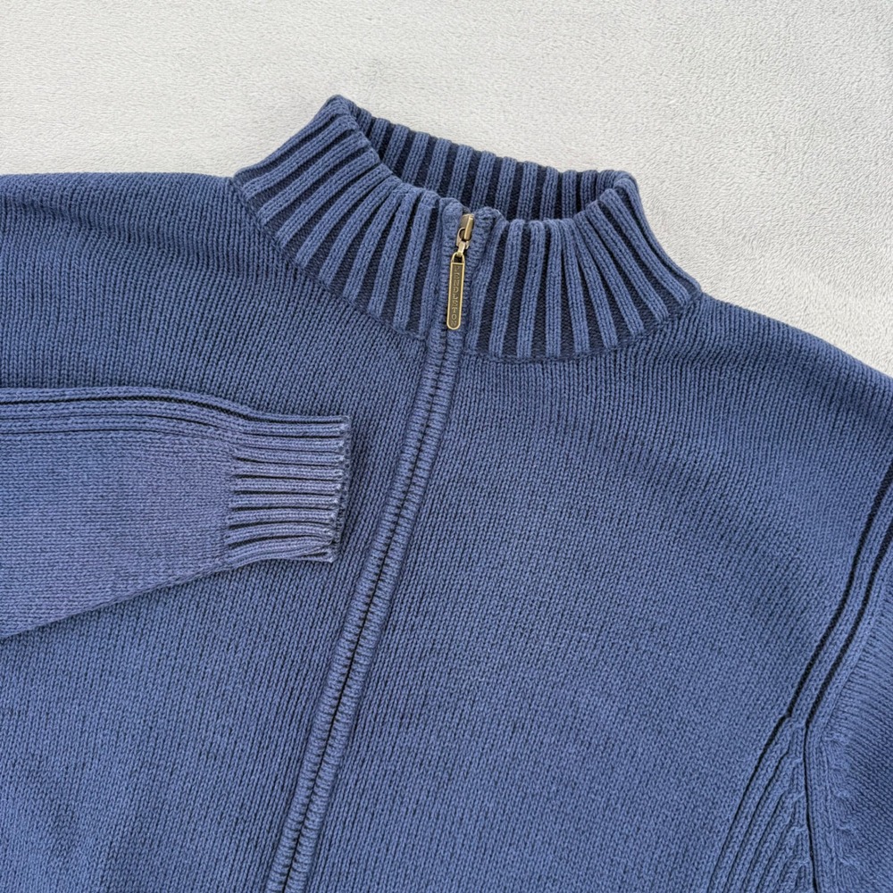 Pendleton Sweater Mens Medium Blue 100% Cotton Full Zip Mock Neck Cardigan
